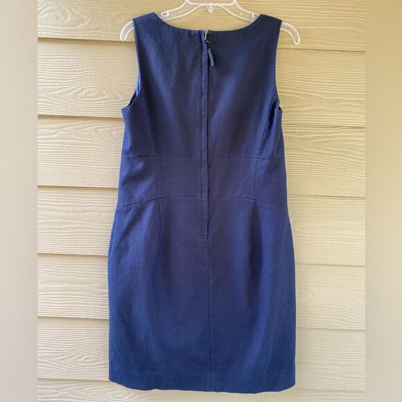 J.Crew Allura Navy Blue Superfine Cotton Lined Sleeveless Shift Dress Size 10 - Picture 5 of 10